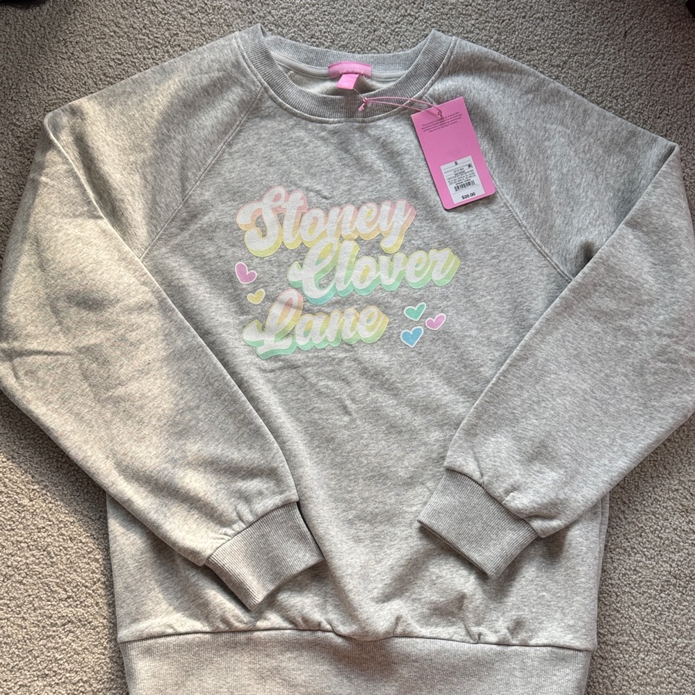 Stoney Clover Lane Gray Sweatshirt with Pastel Logo